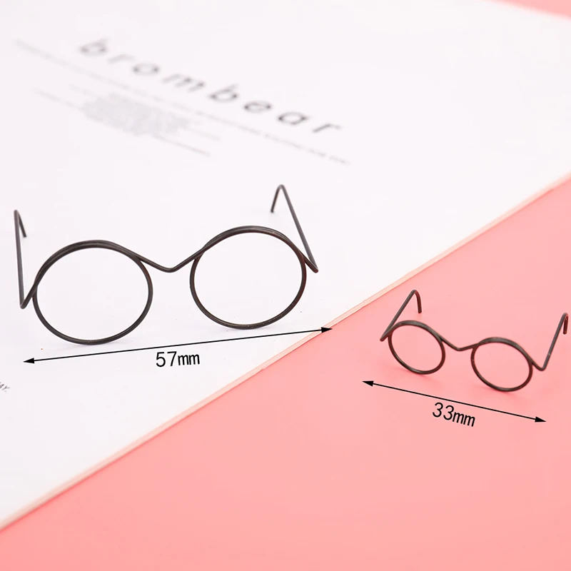 

2Pcs Round Frame Lensless Glasses Retro Cool Doll Glasses For BJD Doll 1/6 30cm Doll Accessories