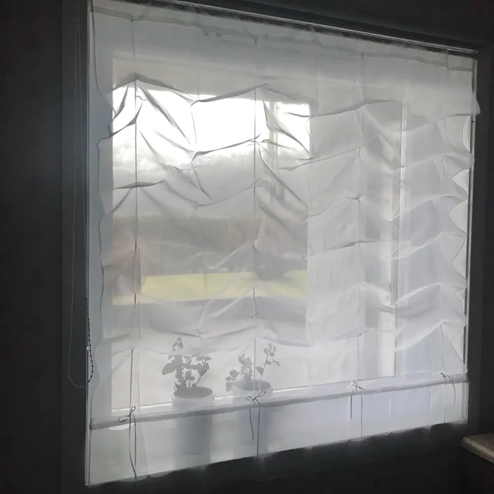 Короткие кухонные занавески из тонкой ткани Стрейчевые однотонные прозрачные