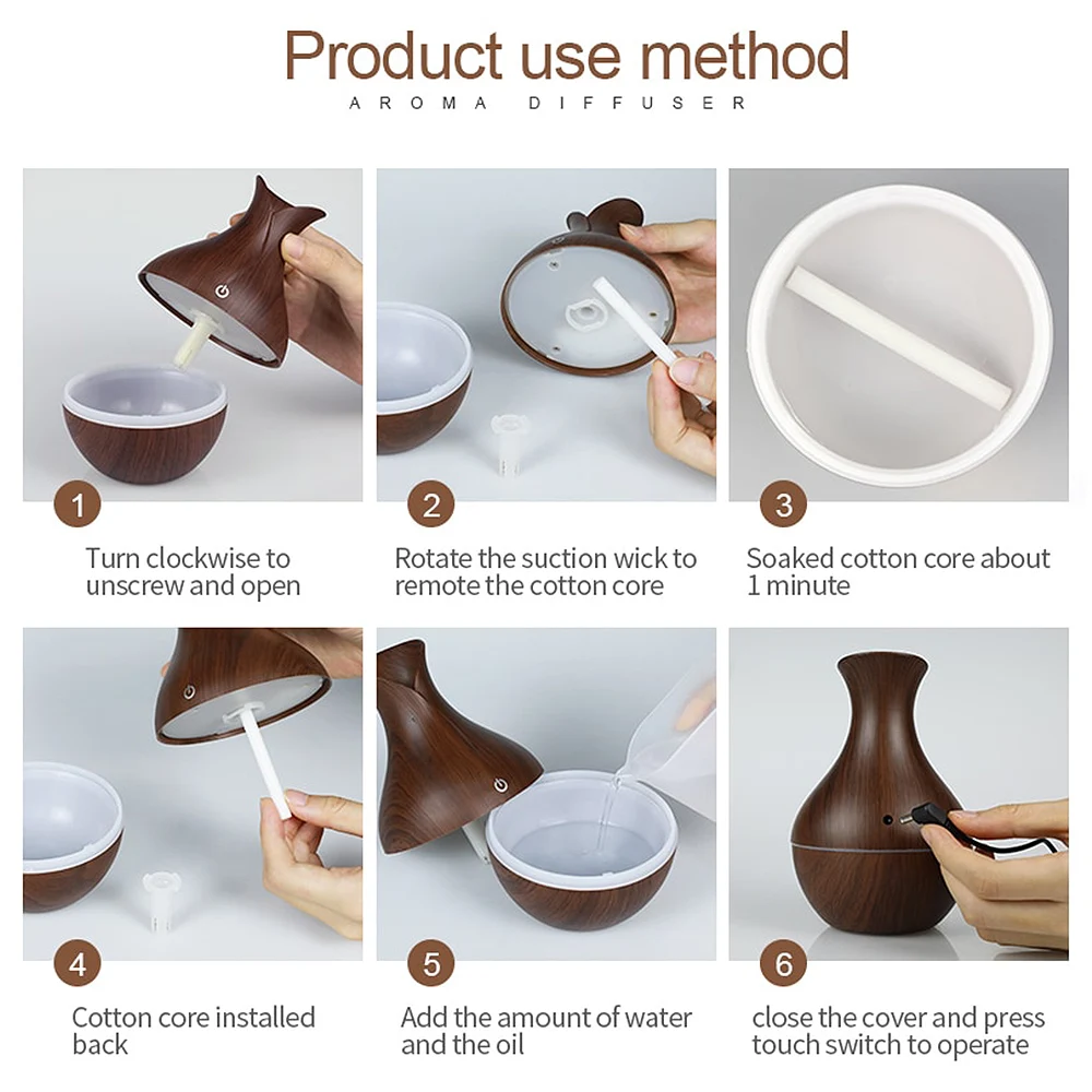 130 мл ультразвуковой аромадиффузор Ваза Дерево Мини бесшумный USB увлажнитель