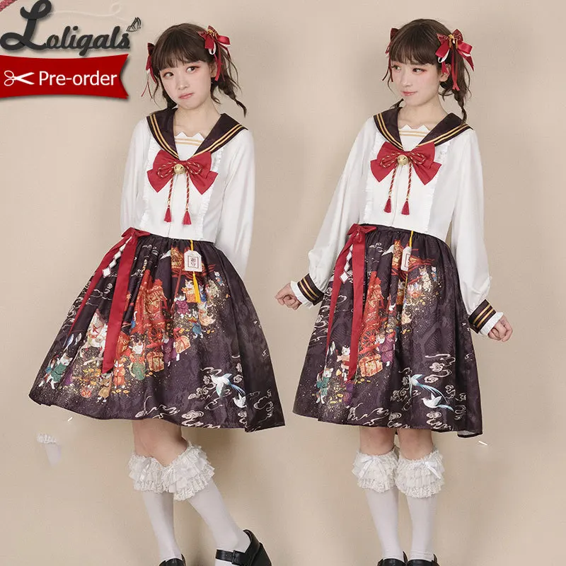 

Pre-order ~ Betrothal Gift from Cats ~ Sweet Lolita Skirt & Top Set by Alice Girl
