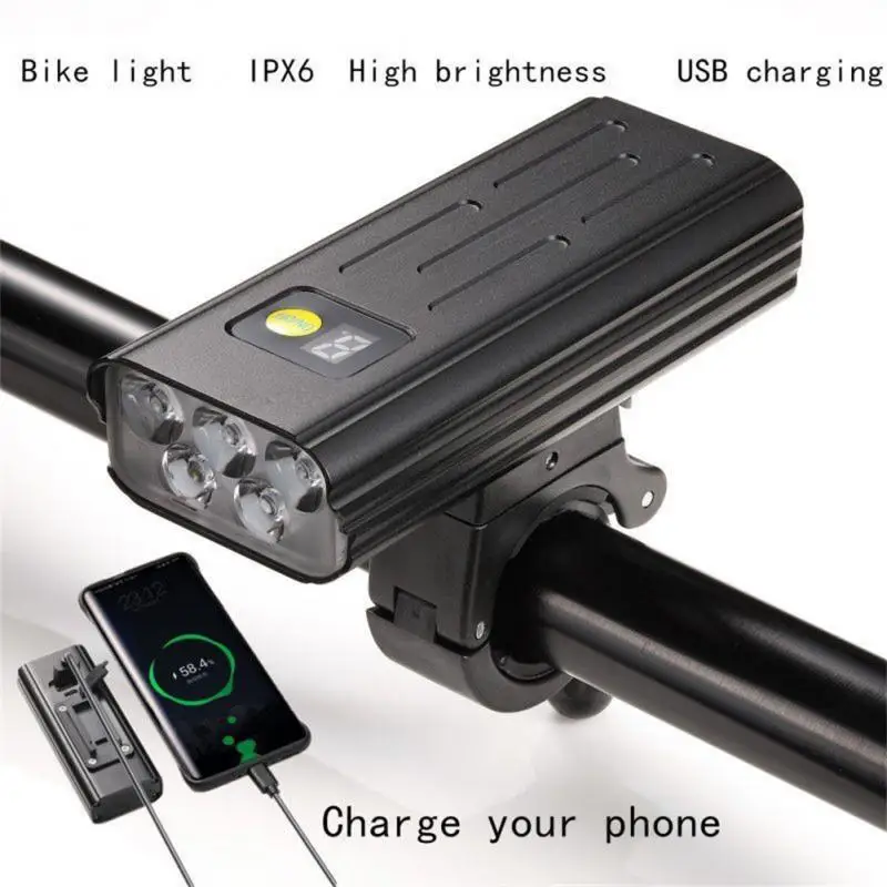 

10000mAh Bike Light USB Rechargeable 3000 Lumens Bike Headlight 5T6 LED Super Bright Flashlight Front Lights and Back Rear light