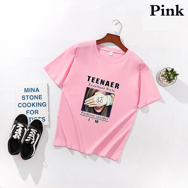 Летняя футболка с короткими рукавами Женская свободная 2019 Новая модная круглым