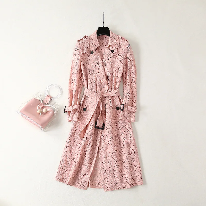 Женское летнее/осеннее кружевное пальто Тренч высококачественное женское