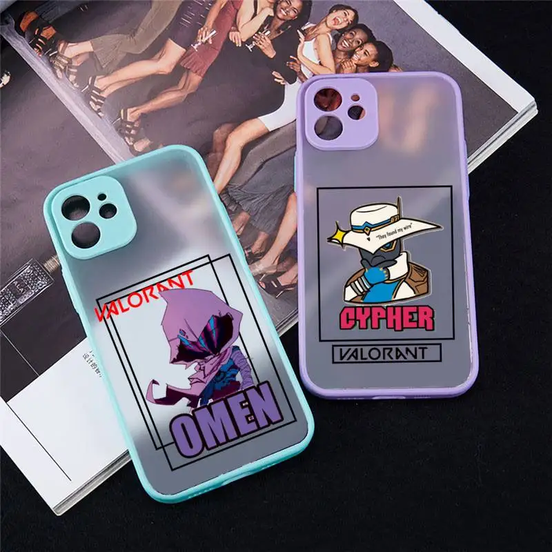 

valorant Phone Case For iPhone 12 11 Mini Pro XR XS Max 7 8 Plus X Matte transparent blue Back Cover