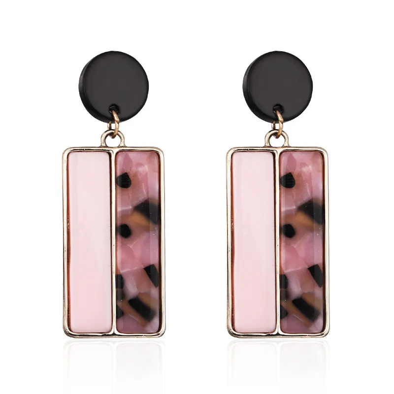 Богемные большие квадратные акриловые Висячие серьги для женщин игольчатые