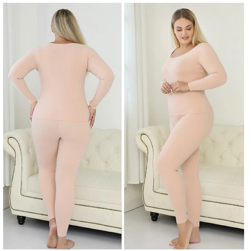 Thermal Underwear Suit for Women Double Layers Plus Size Ladies Intimate Female Pajamas Set Warm Long Johns Winter ouc630 | Женская