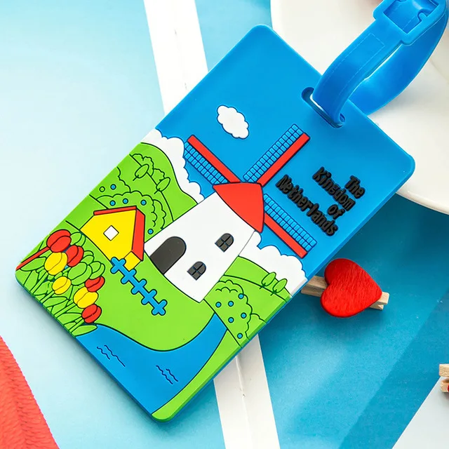 Kawaii стежка Doraemon бирка для чемодана мультфильм ID адрес держатель багажная этикетка кремнезема Ge идентификатор туристические аксессуары - Цвет: Светло-голубой