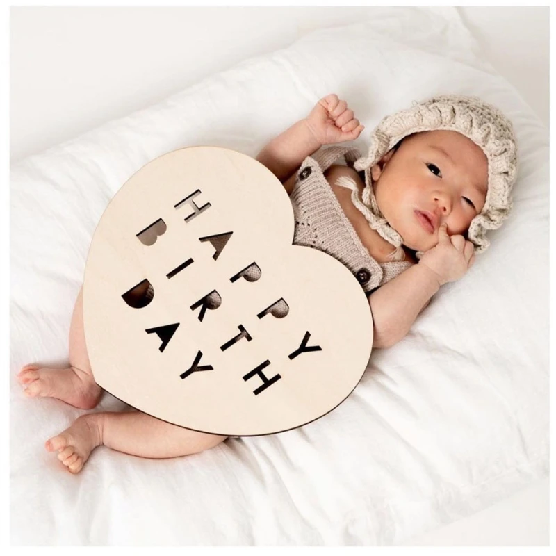 Fotomat&oacute;n de fiesta de cumplea&ntilde;os para ni&ntilde;os y ni&ntilde;as, accesorios de fotograf&iacute;a de madera para fiesta de cumplea&ntilde;os, suministros de decoraci&oacute;n para Baby Shower-1