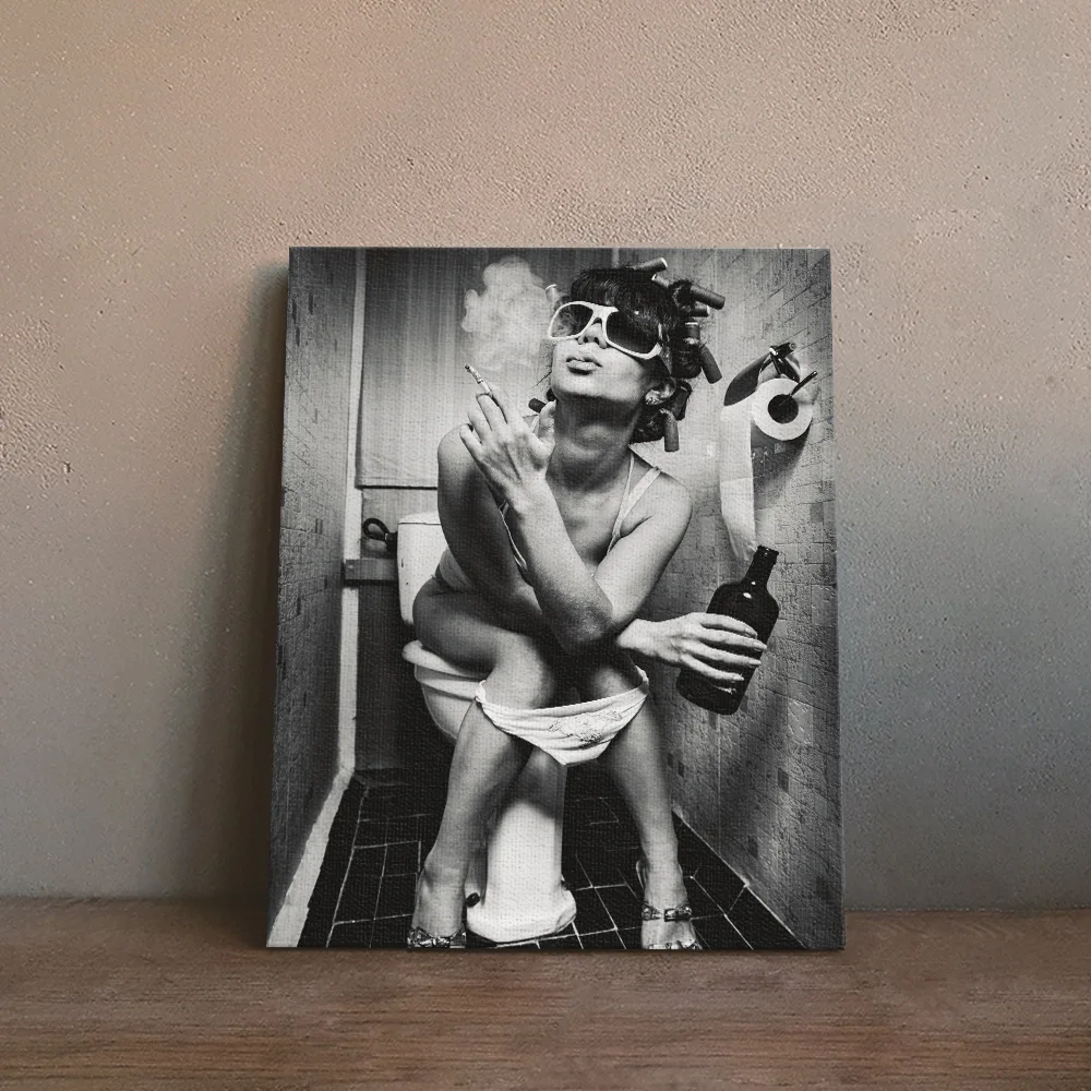 Модный Туалет сексуальная женщина холст печать современный бар девушка курить и