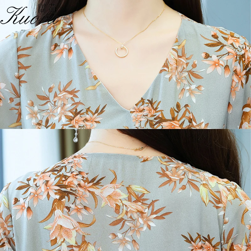 

Robe Longue Chiffon Plus Size Summer Dress Tunics Femme Chic Sukienka W Kwiaty Short Sleeve V Neck Vestidos De Mujer Casual