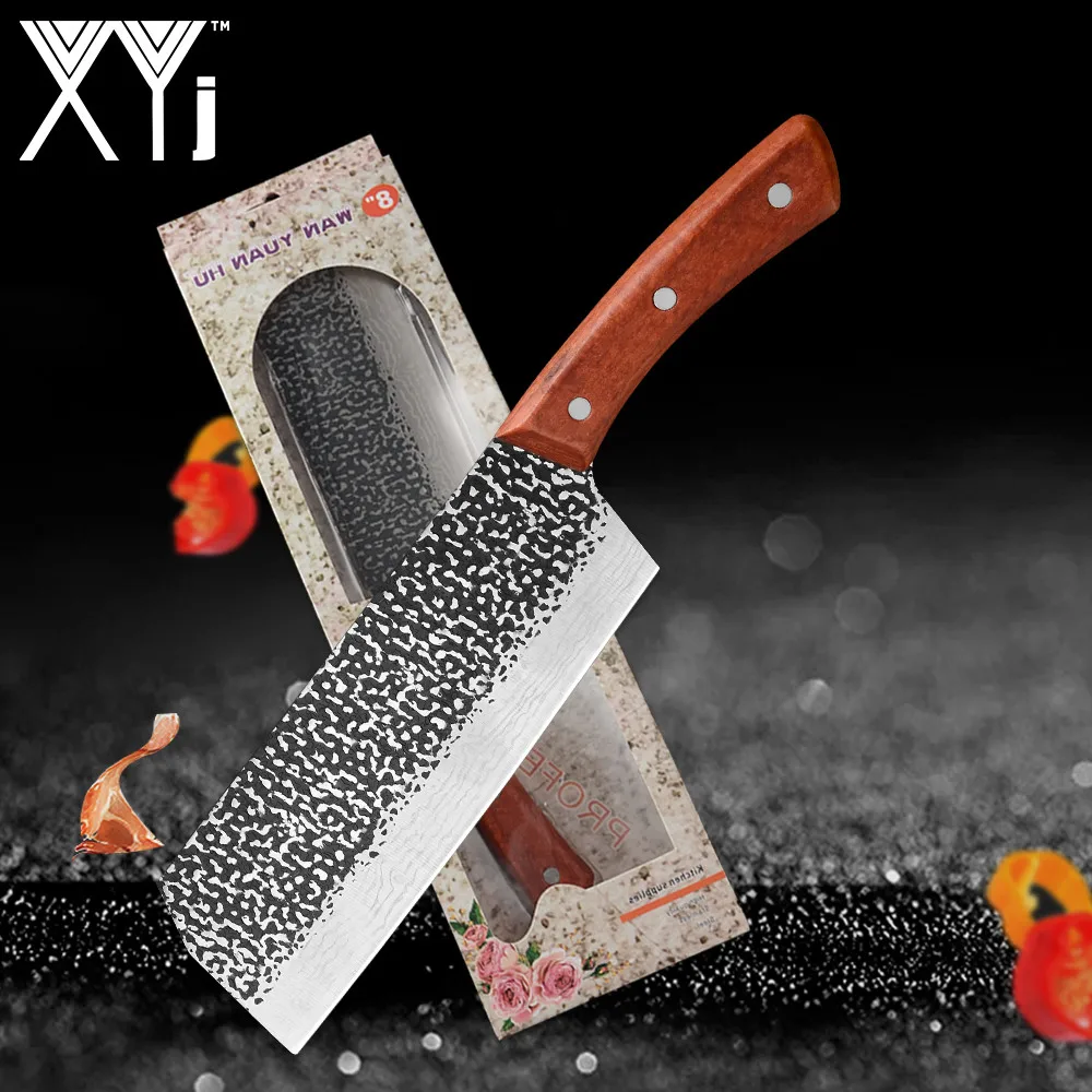XYj кованый ручной работы полностью Tang 8 дюймов Nakiri кухонный нож для кемпинга на