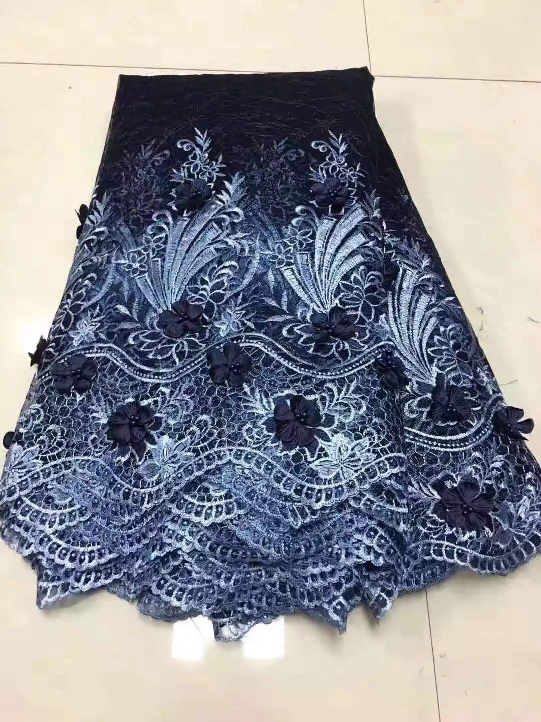 

French Lace Fabric 2020 3D Flowers Lace Fabric With Beads and Stones African Lace Fabric For Women Wedding Party Dress LHX24B
