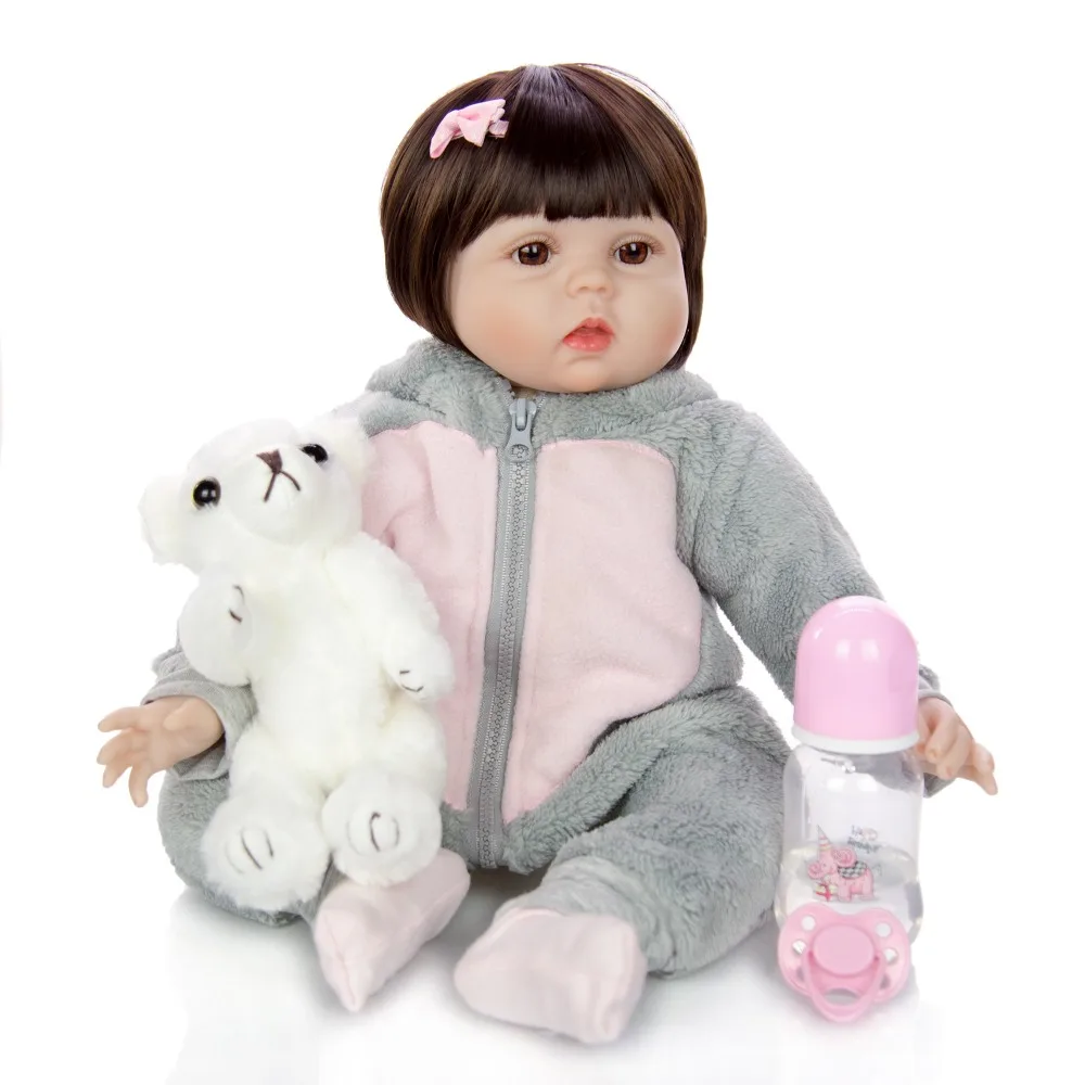 

Full silicone body reborn baby doll 22" 55cm realista girl bebe reborn bonecas with winter outfit kids gift