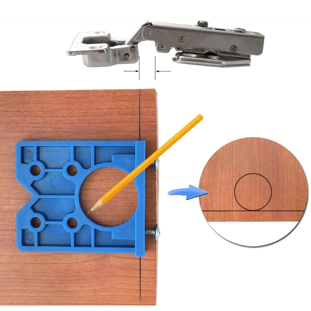 

35mm Adjust Wood Cutter Tool Kit Set Concealed Hinge Hole Drilling Guide Locator Circle Hole Saw Adjustable Drill Bit
