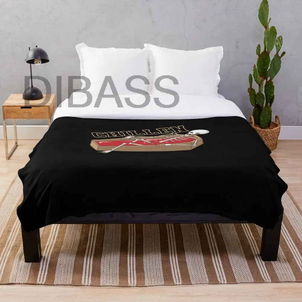 

Chillin Skeleton in Coffin Blankets Super Soft Throw Blanket, Lightweight Plush Bed Flannel Blanket, Suitable for Adults and Chi