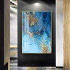 Абстрактная синяя Золотая фольга мраморная Картина на холсте настенный художественный плакат и печать большие картины для гостиной домашний интерьер Декор