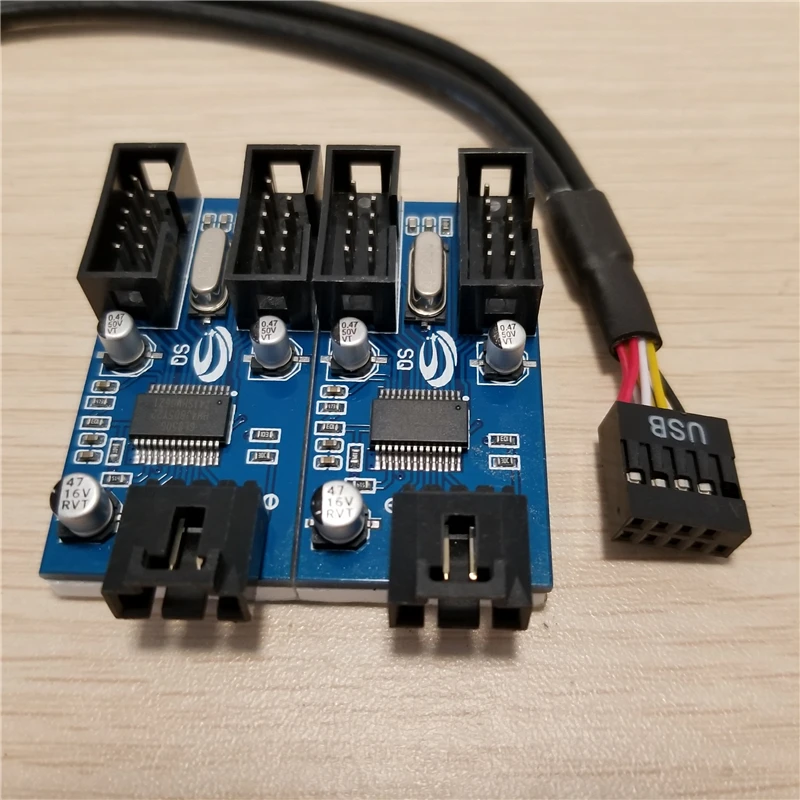 Motherboard USB 2.0 9Pin 1 to 4 Splitter Extension PCB Chipset PC Case Internal Enhanced Extender | Компьютеры и офис