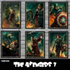 Постер из крафт-бумаги в стиле ретро с супергероями Marvel, Железный человек, Капитан Америка, Черная Вдова, семья, декоративная картина, наклейка на стену