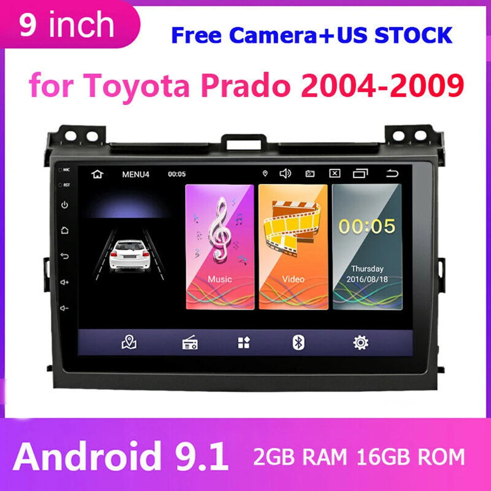 

Автомагнитола 9 "Android 9,1 для Toyota Land Cruiser Prado 120 2003-2009, 2 din, мультимедийный видеоплеер, GPS-навигация, DVD