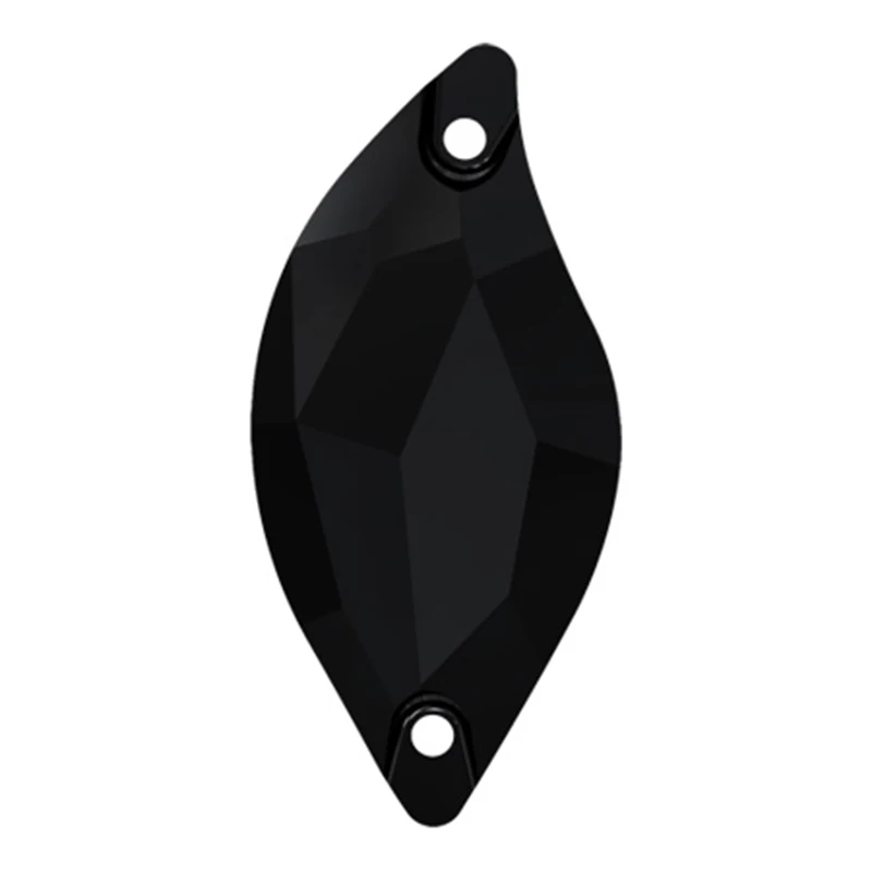 Топ 3254 Алмазное листья Джет Прошивные кристаллы 9x20 мм 14x30 мм Бусины для прошивки Камни Гладкая спина Ронестоны Черный.