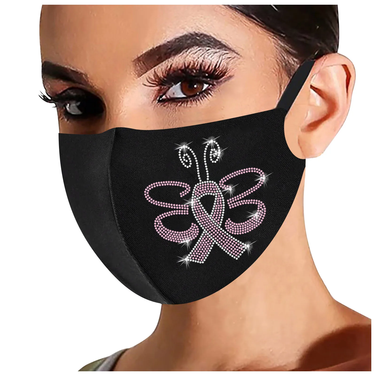 Маска для взрослых с принтом кошки черная дышащая маска лица защитная сияющая
