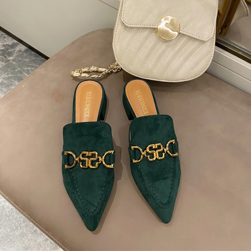 LLOGAI дизайнерские тапочки женские сапоги с застежкой в стиле панк на низком