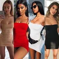 hot womens dress summer sexy suspender pleated buttocks nightclub party dress solid color strapless skirt