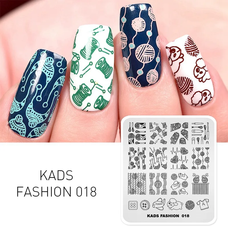 Fashion 018 KADS шаблон для дизайна ногтей 63 дизайна модная серия Различные стили больше вариантов шаблон для штамповки ногтей пластины для дизайна ногтей трафареты - Цвет: Fashion 018