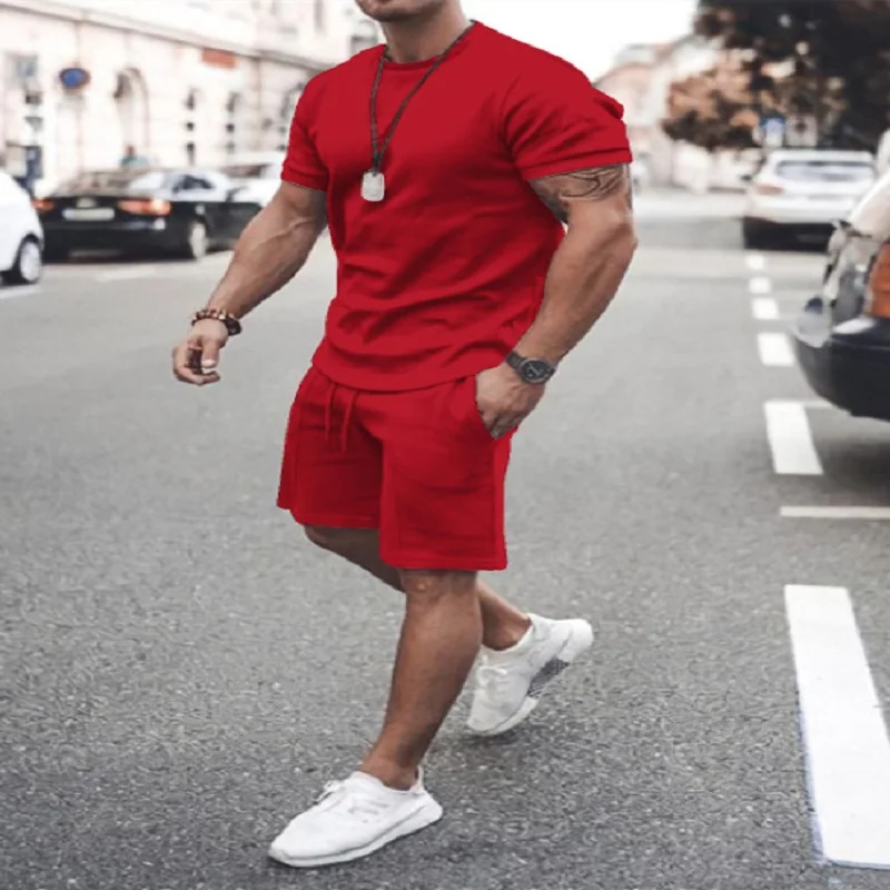 

Men's Casual Set Shirts Beach Shorts Mens Casual Streetwear 2021 Summer Soild Color Loose Short Sleeve Holiday Suits Male