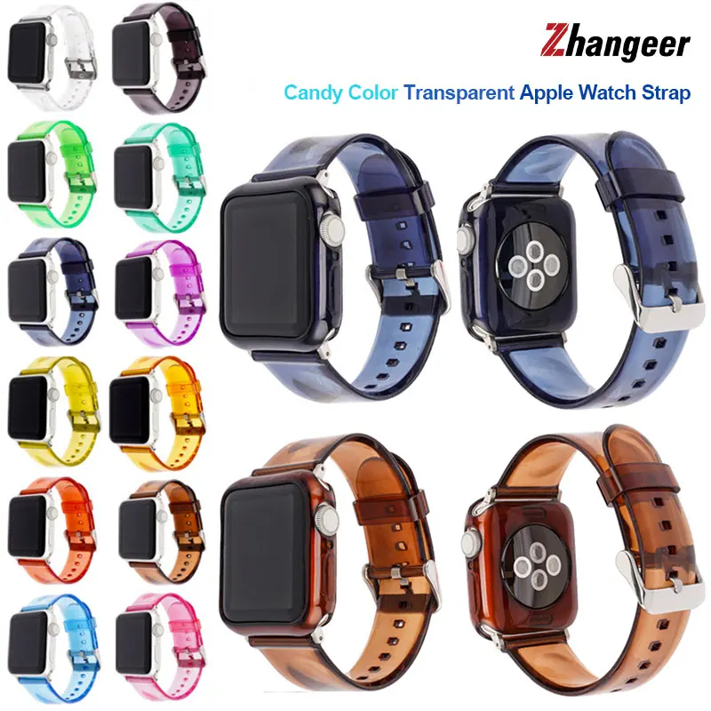 

TPU Transparent Suit for Apple Watch Series 6 5 4 3 2 Soft Clear Strap+ Case 40mm 44mm 38mm 42mm for iWatch SE Band Accessories