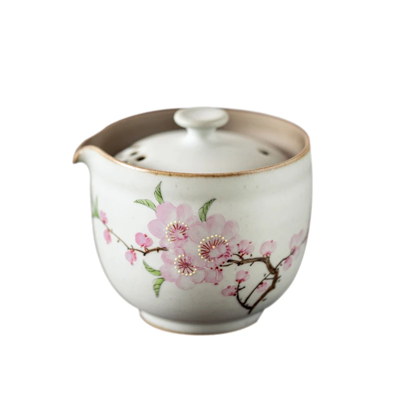 

Porcelain 9cm Peach Blossom Tea Pot Ceramic Teaset Chinese Hand Painted Kung Fu Hydrangea Flower Teapot Retro Style Home Decor