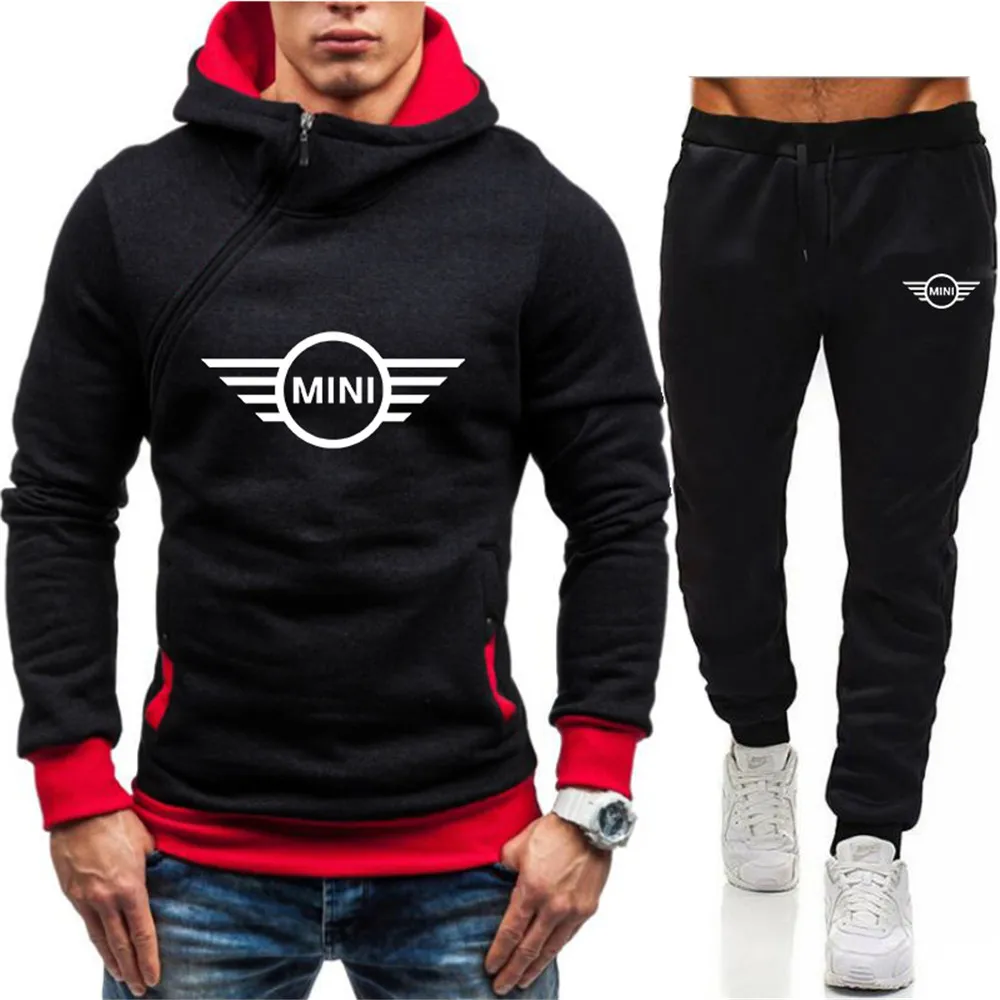 

Мужская спортивная мини-одежда с логотипом автомобиля, свитер с Диагональной молнией и брюки для отдыха, фитнеса, бега, осень 2021