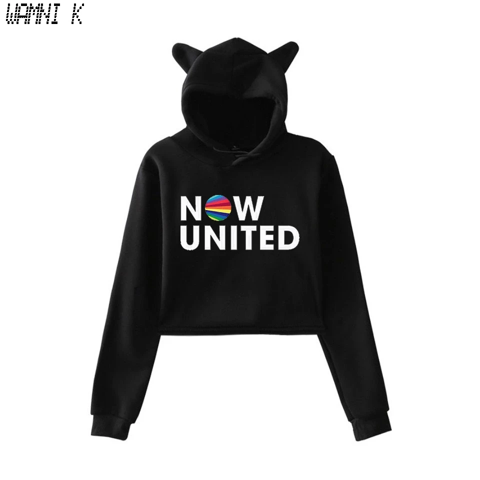 Новые корейские модные худи с надписью Now United кошачьими ушами женские/мужские