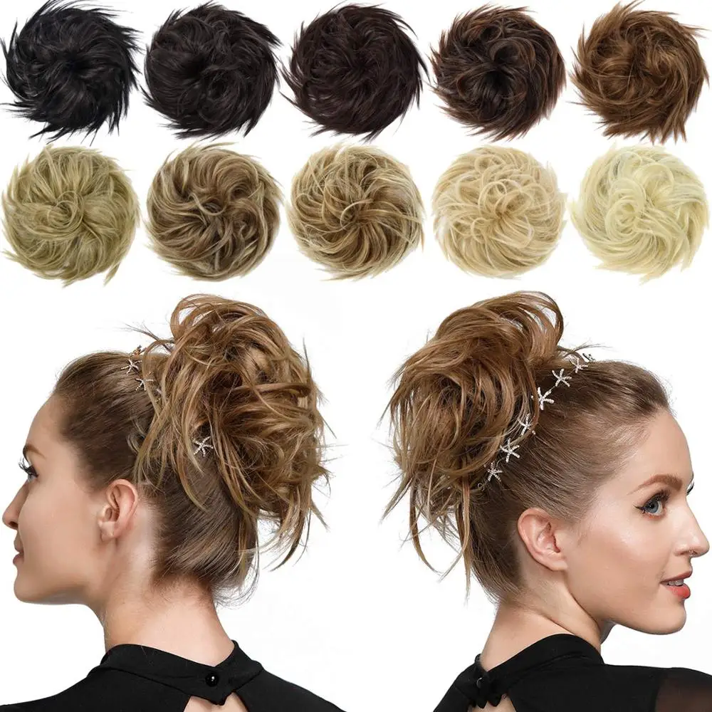 

Kong&LiSynthetic Bun Scrunchie Extensions Curly Messy Bun Hair Scrunchies Elegant Chignons Wedding Hair Piece for Women and Kids