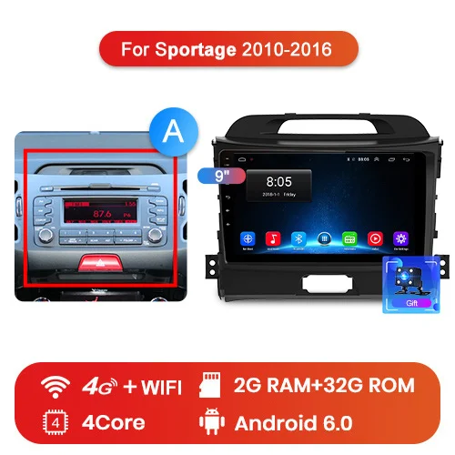 4G (2GB 32GB) A Junsun V1 2G+ 32G Android 9,0 DSP автомобильный Радио Мультимедиа Видео плеер навигация gps 2 din для KIA Sportage 3 2010 2011- без dvd - Цвет: 4G (2GB 32GB) A