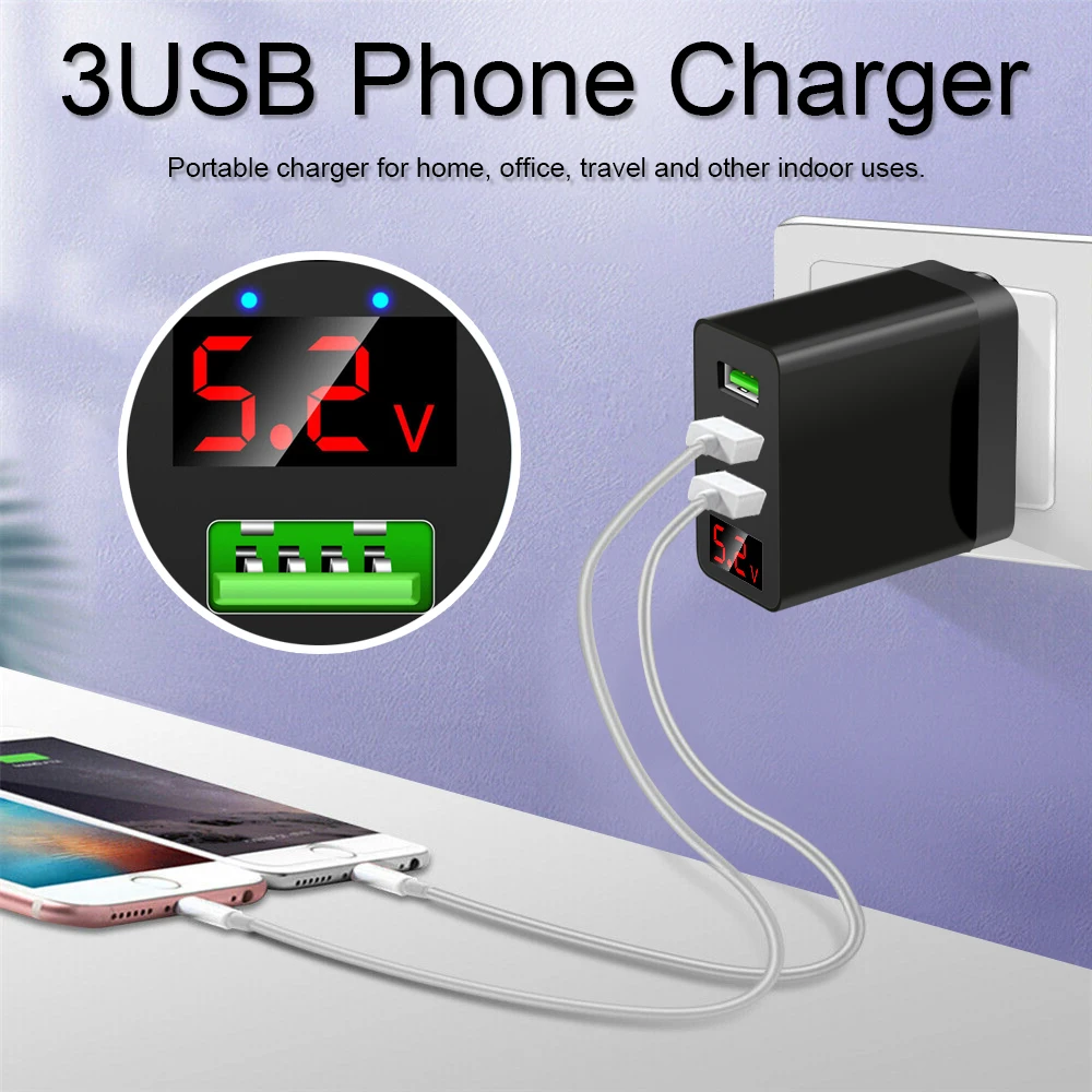 1 шт. портативный USB-концентратор с 3 портами и светодиодным дисплеем | Электроника