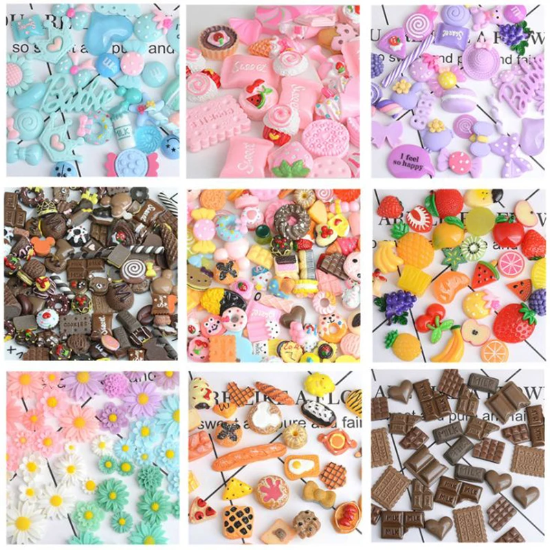 10/30/50/100 штук случайный DIY микс Миниатюрный смолы мороженое шоколадные конфеты