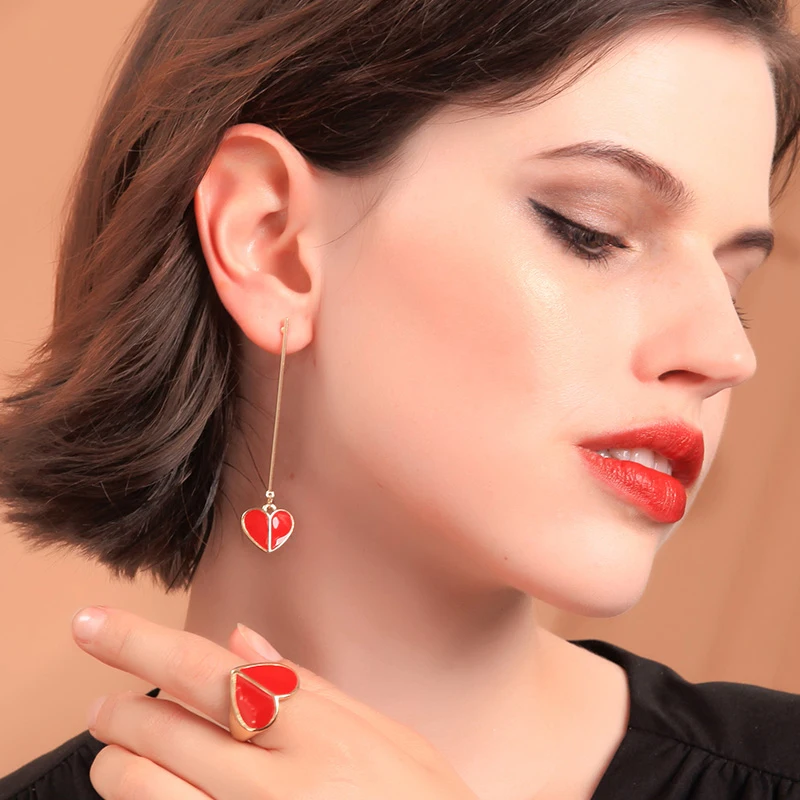 Корейские эмалированные Ювелирные наборы с милым сердцем золотые подвески