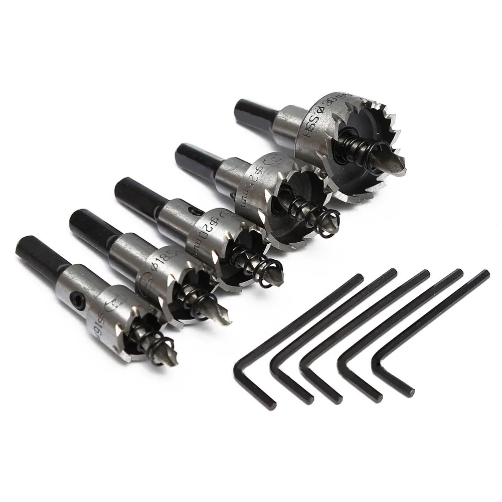 

5pcs/set Tools Durable Cutter Drill Bit Hole Saw Tooth Kit Metal Plate HSS Steel 16/18.5/20/25/30mm