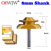 chwjw 1pc 8mm shank industrial quality medium lock miter router bit with 45 degree 34 inch stock woodworking milling cutter