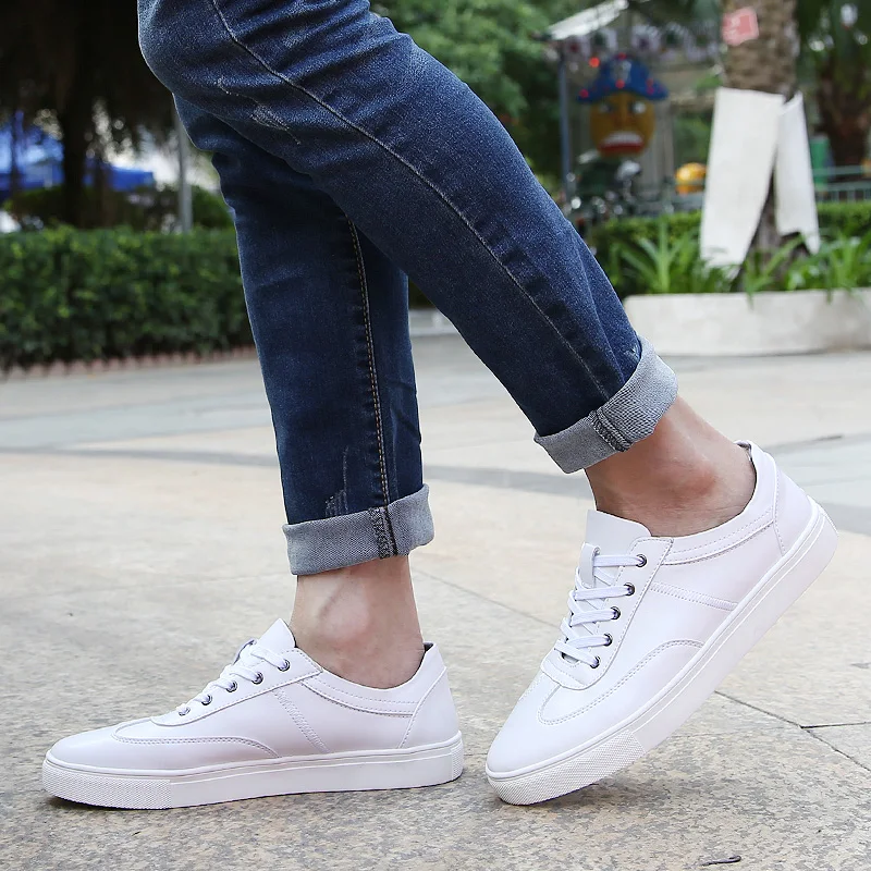 Мужские кожаные туфли на шнуровке черные или Белые Повседневные Размеры 35-49