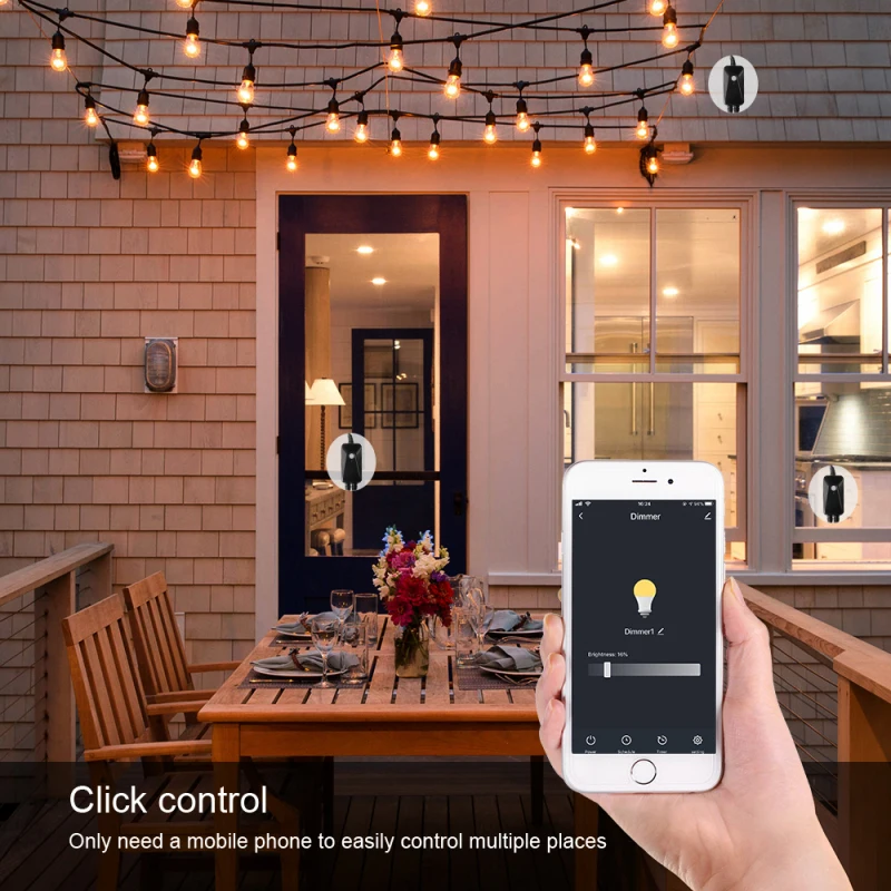 

WiFi Bluetooth Smart Dimmer Outdoor Plug Timing Function Click Control Smart Socket Work With Alexa Home Tuya Fastdropshipping