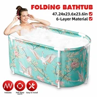 120cm folding bathtub for adult children swimming pool large plastic portable bath bucket insulation bathing bath barrel sauna