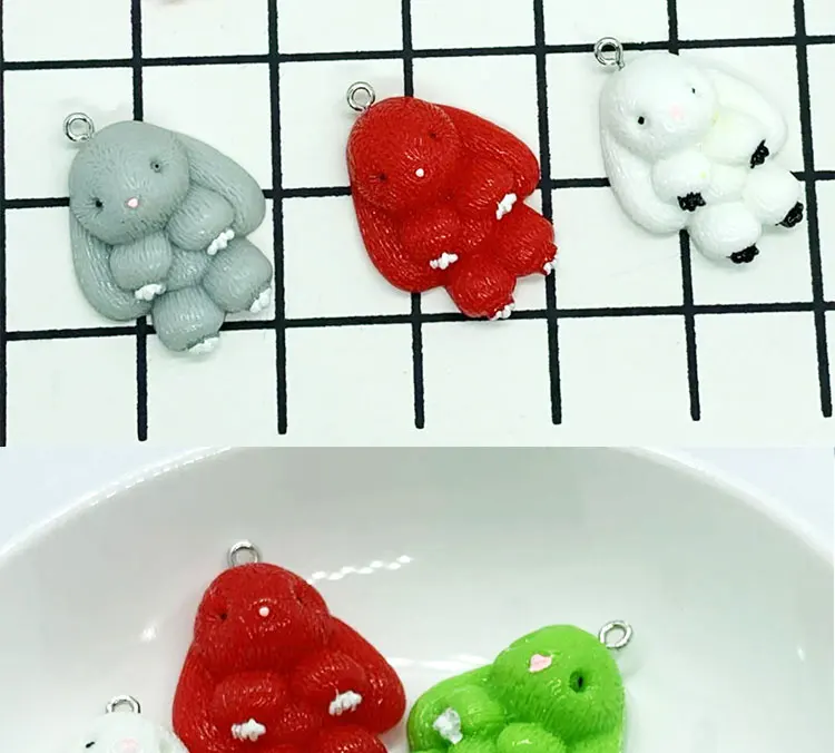 6 шт 26*, маленького размера, круглой формы с диаметром 32 мм Kawaii 3D моделирование плоские пластмассовые Рекс подвески-шармы, кролики для художественного оформления ногтей, ручная работа брелки для ключей ювелирные изделия аксессуары