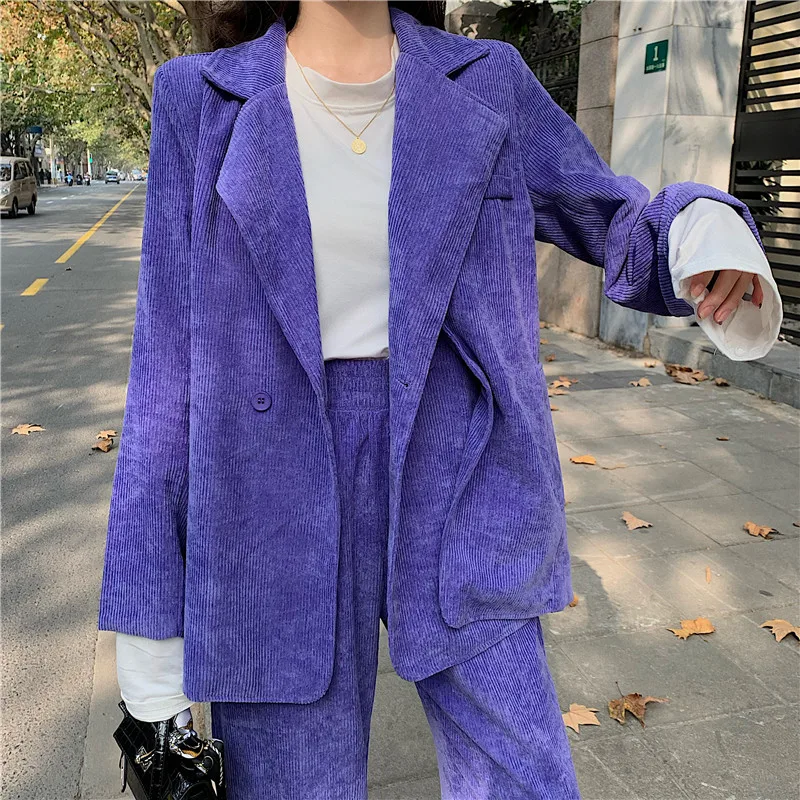 

New arrival temperament Women casual set suit top and pants female long sleeve solid blue Outfits elegant clothes High Quality
