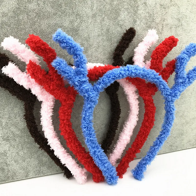 

Colorful Plush Antler Deer Headband Horn Head Buckle Woman Dress Party New Year Christmas Birthday Party Supplies