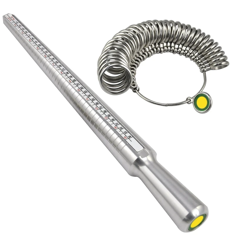 mandrel and gauge Новинка, 1 набор, металлическое серебряное кольцо на палец, размер r, Калибр/кольцевая оправка, измерительная палочка, ювелирное изделие, измерительный инструмент - Цвет: mandrel and gauge