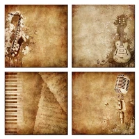 vintage piano keys music notes canvas giclee prints electric guitar poster metallic microphone wall art home decor 12x12x4