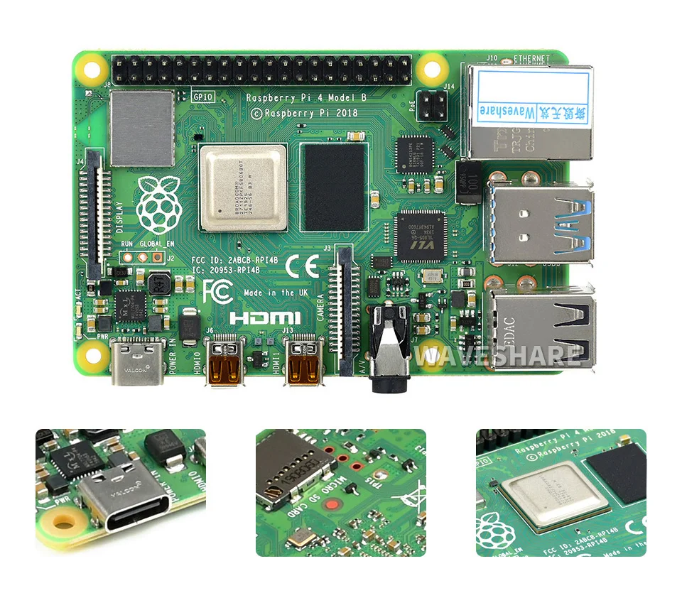 

Raspberry Pi 4 Model B 4GB RAM BCM2711B0 64-Bit Quad-Core Processor Bluetooth 5.0 BLE 2G 4G / 5G Dual-Band WIFI USB3.0 Ports