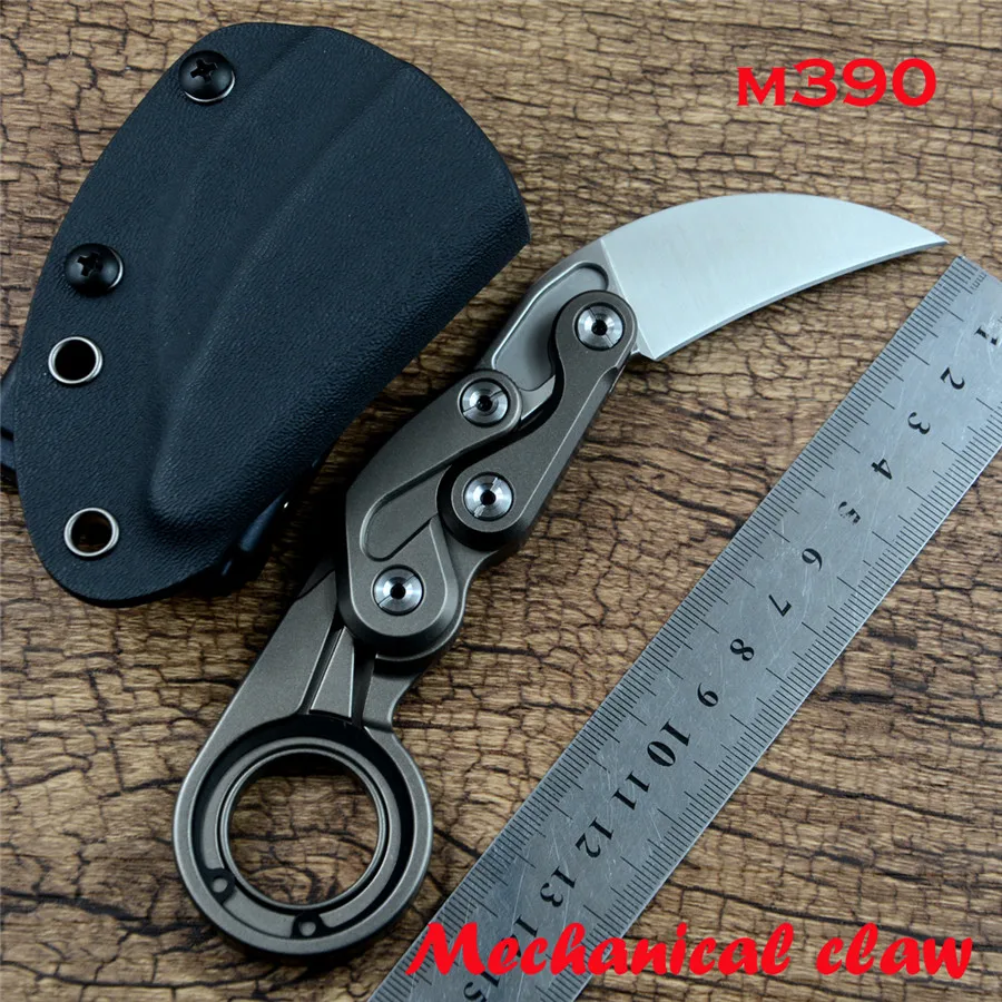 

M390 Knife CS Go Carambit Folding Karambit Claw EDC Knives TC4 Titanium Handle with Kydex sheath for Survival Tactical Outdoor